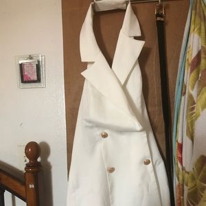 White Sleeveless Blazer Dress